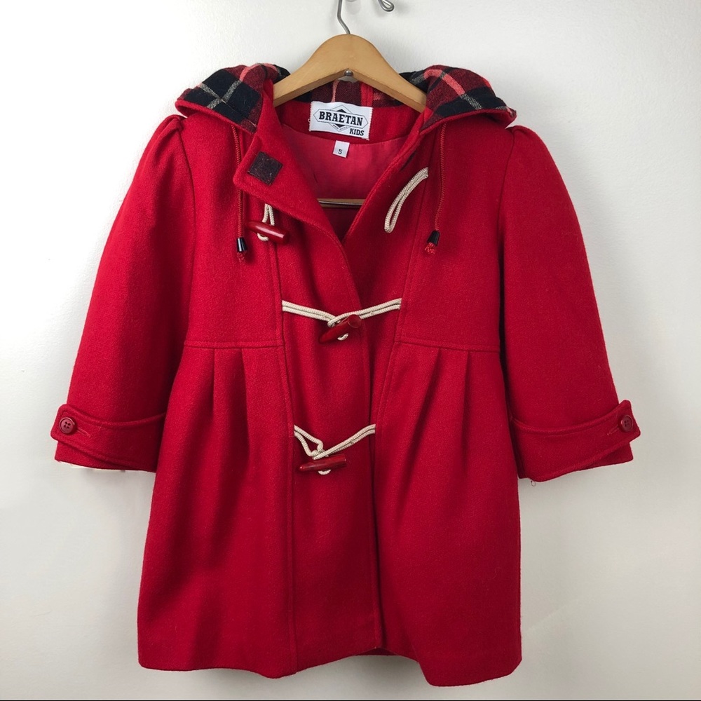Braeten Kids Red Wool Blend Coat